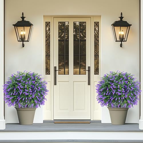 Grooy Artificial Lavender Topiary Ball Set of 4 UV-Resistant Outdoor Decor
