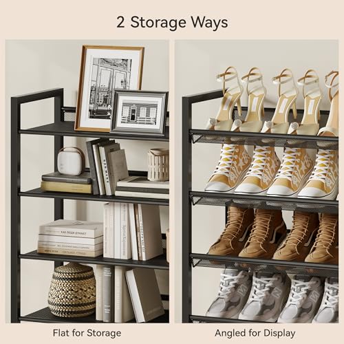 10 Tier Metal Shoe Rack - Black Shoe Organizer for Garage, Entryway, Closet