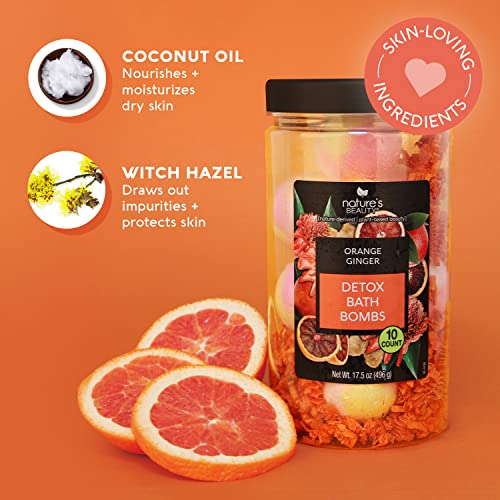Detox Orange Ginger Bath Bomb Gift Set - Citrus & Patchouli Spa Bombs, 17.5 oz, 10 Count, 2 Pack