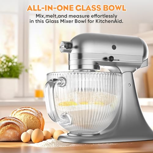 Glass Mixer Bowl for KitchenAid 4.5-5 Quart Tilt-Head Stand Mixers - Frost Blue