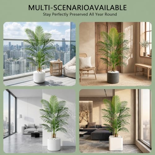 5FT Artificial Palm Tree Indoor - Realistic Fake Plant for Home & Office Decor