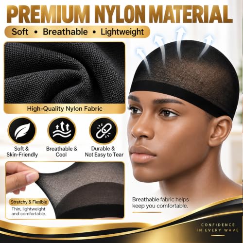 Ramede Stocking Wave Cap for Men Women Wig Caps - Black, 120 Pack