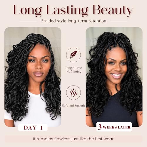 French Curl Braiding Hair 12 Inch Human Hair Blend - 8 Packs - 1B, Easy DIY Style