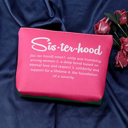 POFULL Pink and Green Sorority Graduation Bag - Greek Paraphernalia Cosmetic Bag Sisterhood Gift (Pink and green bag)