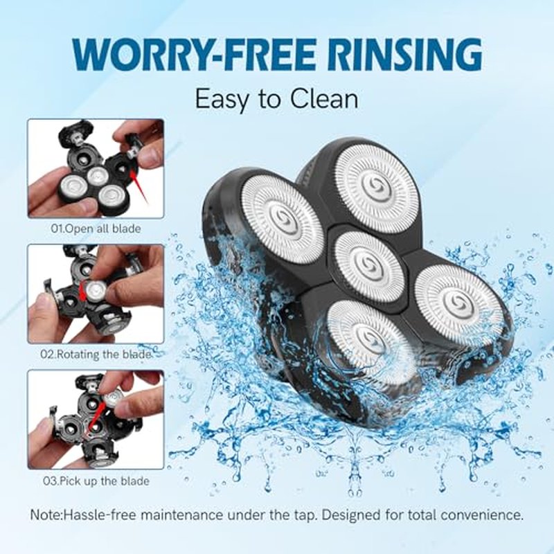 5 Pack Replacement Blades for Freebird Head Shaver | 5-Blade Electric Razor Refills for Bald Men Freedom Grooming + 1 Cleaning Brush