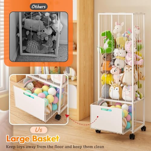 Large Metal Stuffed Animal Storage Zoo Organizer for Kids Playroom