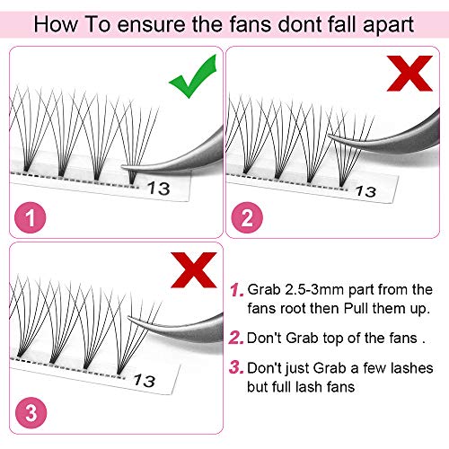 Premade Fans Eyelash Extensions 6D-D-0.10-11 Short Stem Premade Volume Eyelash Extensions .07 .10 C D Curl Pre made Lash Fans 9 to 20 mm Volume Lash Extensions (6D-D-0.10,11mm)