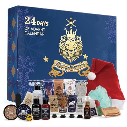 Men's 24-Day Beard & Skincare Advent Calendar - Holiday Grooming Gift Set