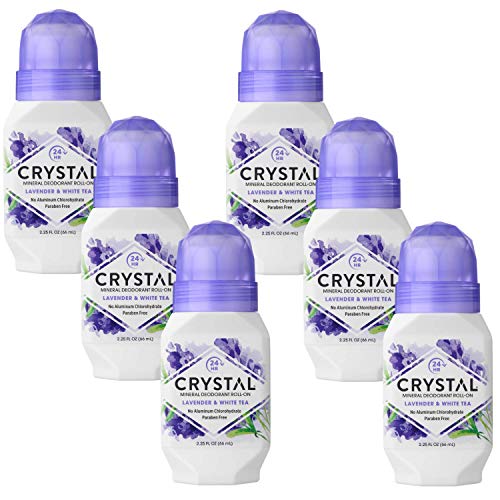 Crystal Mineral Deodorant Roll-On Lavender White Tea 2.25 oz Pack of 6
