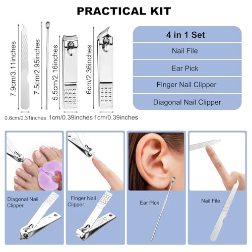 30 Sets Nail Clipper Set Bulk - 4 in 1 Stainless Steel Adult Manicure Kit - Variation of THIS listing: Set / 30.0