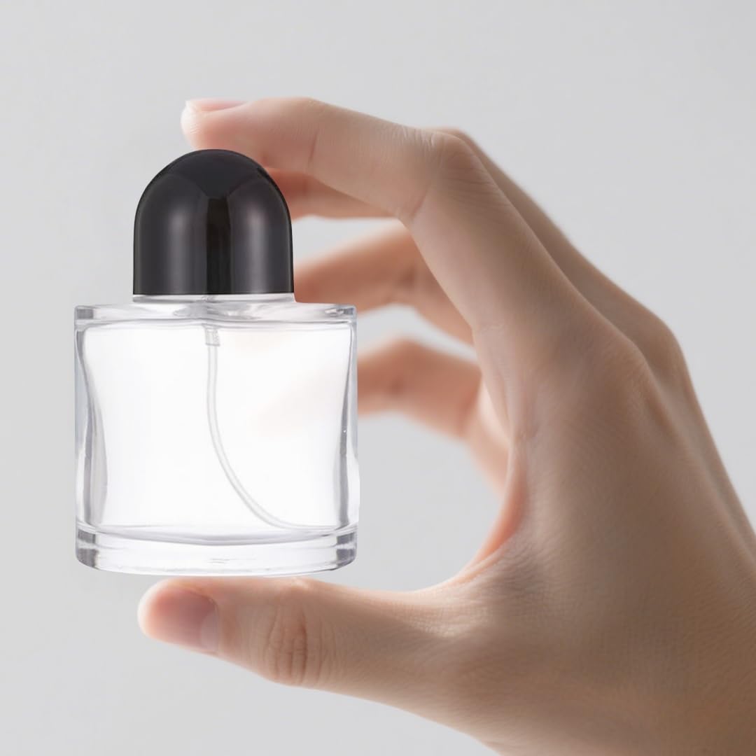 50ML/1.7OZ Refillable & Empty Perfume Bottle - Leak-Proof Glass Perfume Atomizer Sprayer, Travel-Friendly Mini Perfume Bottle for Fragrance, Cosmetics, Essential Oils (Black)