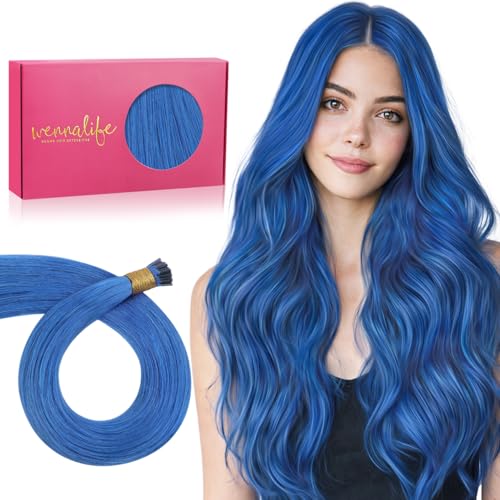 Blue Remy Human Hair Extensions I Tip Fusion 16 Inch 25g Natural Look