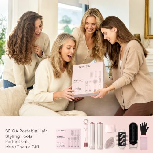 7-in-1 Hot Air Hair Styler Dryer with Ionic Care and Multiple Attachments
