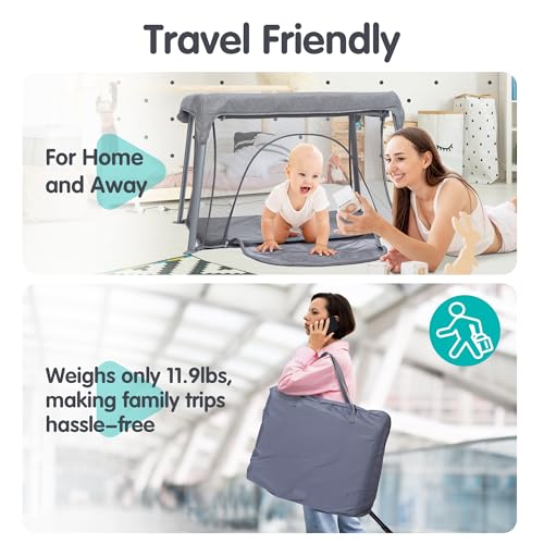 Lightweight Travel Baby Crib - Portable Playard with Mesh Sides & Foldable Design