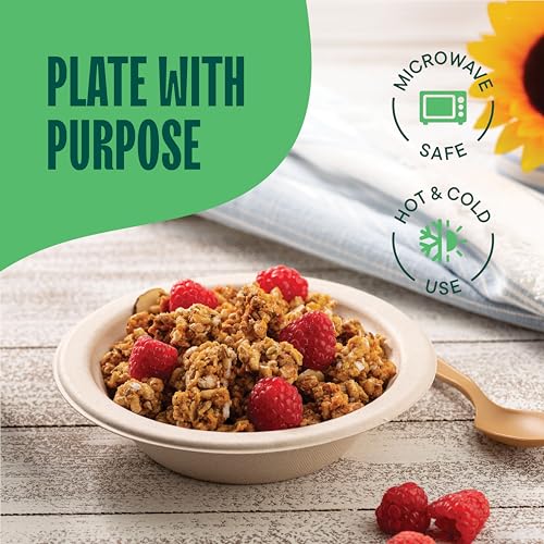 Stack Man 1000 Count 12 oz Compostable Sugarcane Bowls – 100% Unbleached Heavy-Duty, Natural Brown