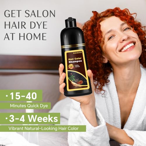 Dark Brown Hair Dye Shampoo for Men & Women - Gray Coverage in 20 Minutes