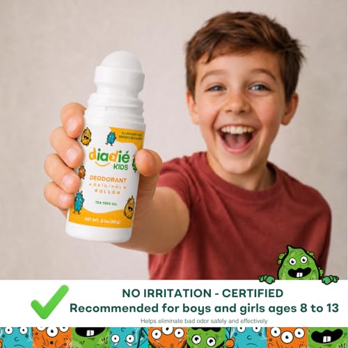 Kids Natural Deodorant Roll-On 2 Pack - Baking Soda & Aluminum Free, Gentle Odor Protection