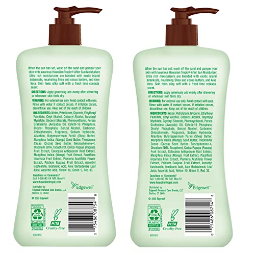 Hawaiian Tropic After Sun Lotion Twin Pack 16oz each & Everyday Active Sunscreen Lotion SPF 50 8oz