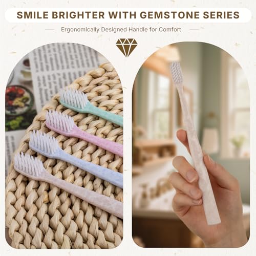 100 Pack Disposable Toothbrushes with Tongue Scraper - Soft Bristles, Individually Wrapped Bulk Travel Set - 4 Colors