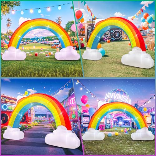 14FT Inflatable Rainbow Arch with LED Lights - Pride Yard Decorations, Outdoor Party & Garden Decor | Rainbow Inflatable Music Archway - Variation of Rainbow Arch