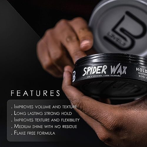L3 Spider Wax for Men - 5 oz Strong Hold Fiber Textured Hair Wax - Pack of 4