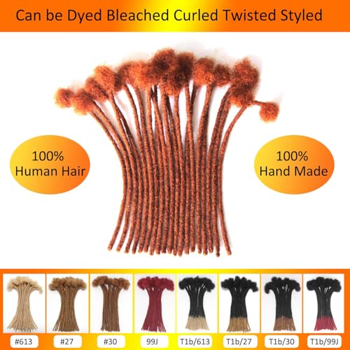 6 Inch 30 Locs Human Hair Dreadlock Extensions - Orange Ginger Red Locs