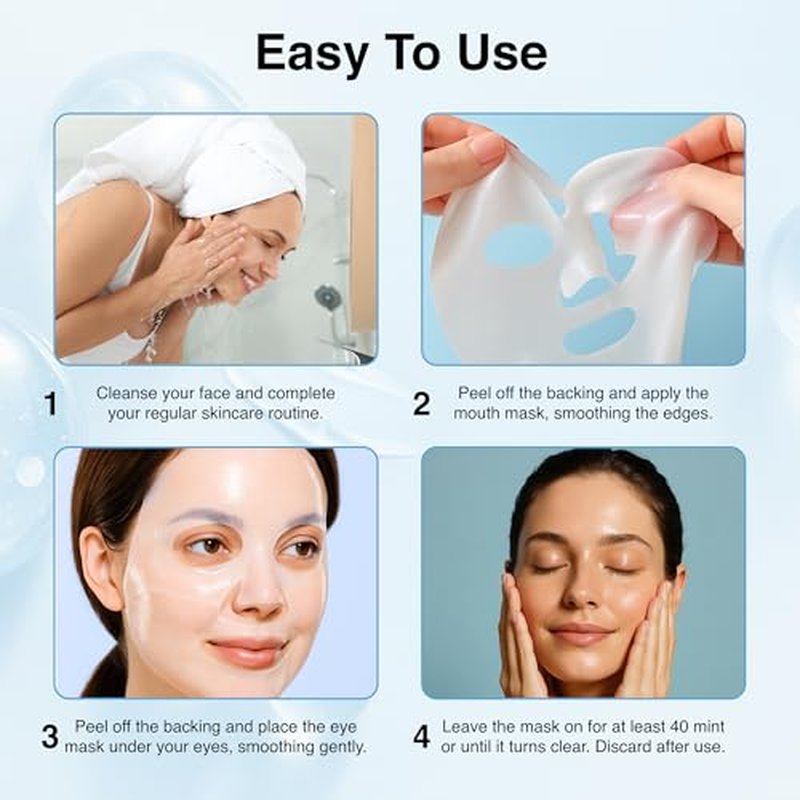 Collagen Face Mask - 6 Pack, Hydrating & Firming Sheet Mask for All Skin Types, Anti-Wrinkle, K-Beauty & Moisturizing Overnight Skincare