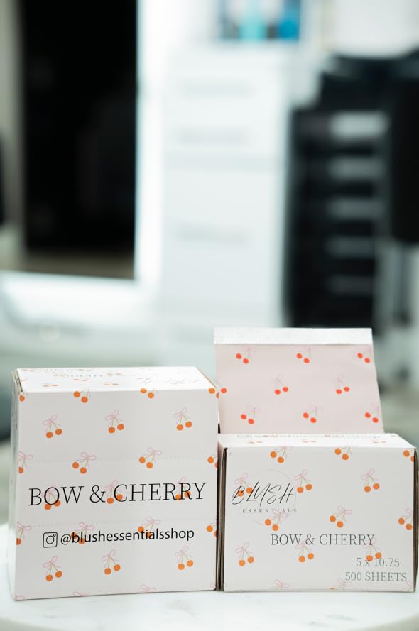 Bow&Cherry Design Hair Foils - Salon Foils for Coloring - Aluminum Foil Sheets for Hair - 5"x10.75" - 500 Sheets - Professional Hair Foils for Highlighting and Salon Use