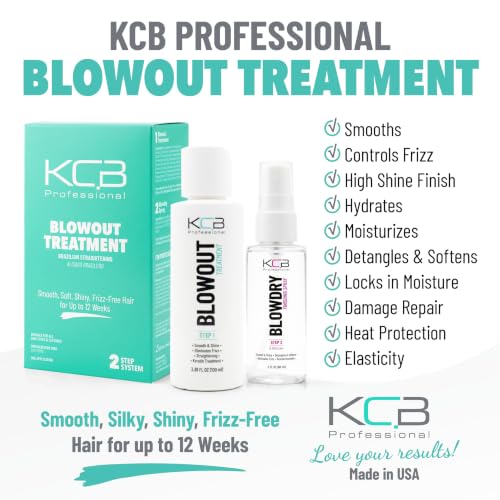 KCB Professional Keratin Hair Treatment - Frizz Control & Straightening, Formaldehyde-Free, All Hair Types, 3.38 Fl Oz