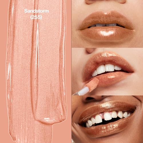 REVLON Super Lustrous Lip Gloss, Non-Sticky, Hydrating, High Shine Finish, 255 Sandstorm, 0.13 oz (Pack of 2)