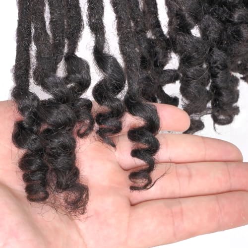 12 Inch Human Hair Dreadlocks Extensions Curly End - Natural Black, 0.6cm Thickness