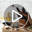 McCook 15-Piece Kitchen Knife Set with Built-In Sharpener - Black/Walnut