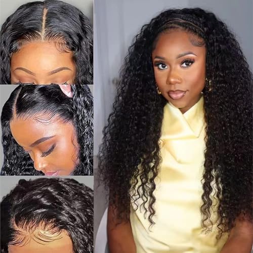 8 Inch Kinky Curly Lace Frontal Human Hair - Natural Black, HD 13x4