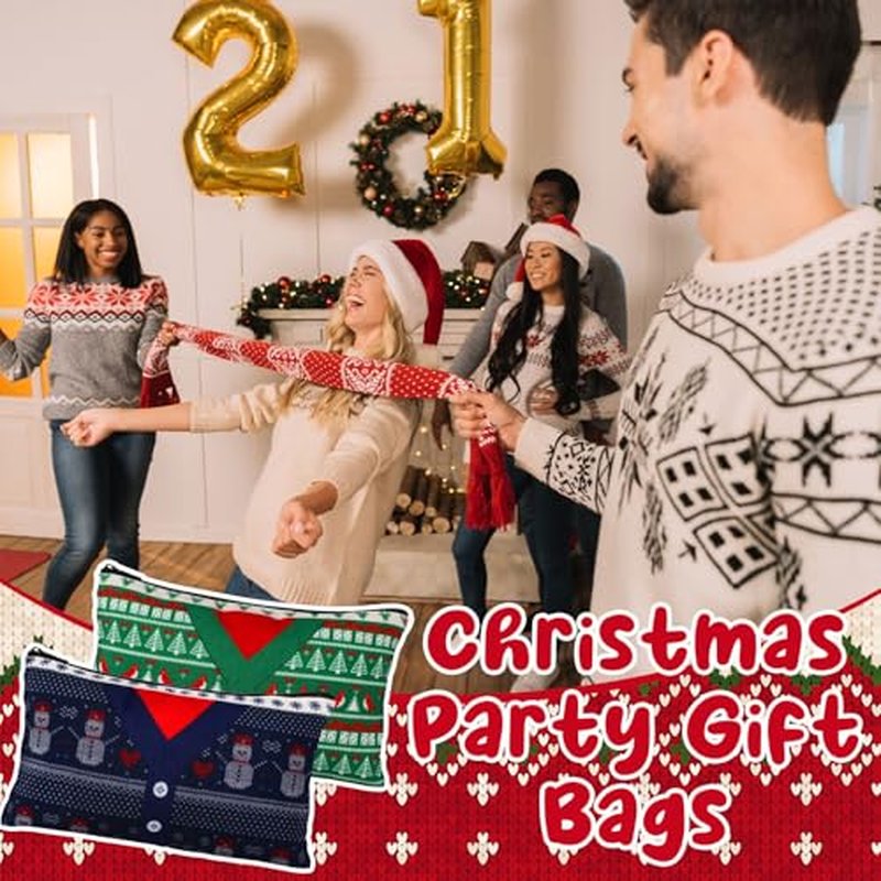 24 Pcs Christmas Makeup Bags Bulk Cosmetic Bags 7 x 4.33 Inches Zipper Portable Pouch Purses Gifts for Women Holiday Travel Xmas Party Supply(Ugly Sweater)
