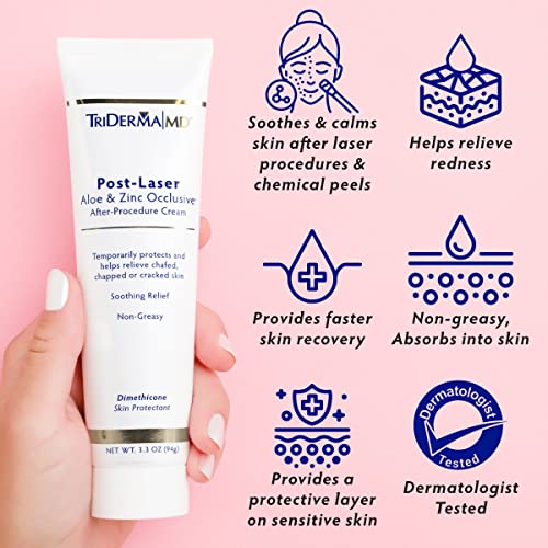 Post Laser Aloe & Zinc Healing Cream - 3.3 oz for Skin Recovery