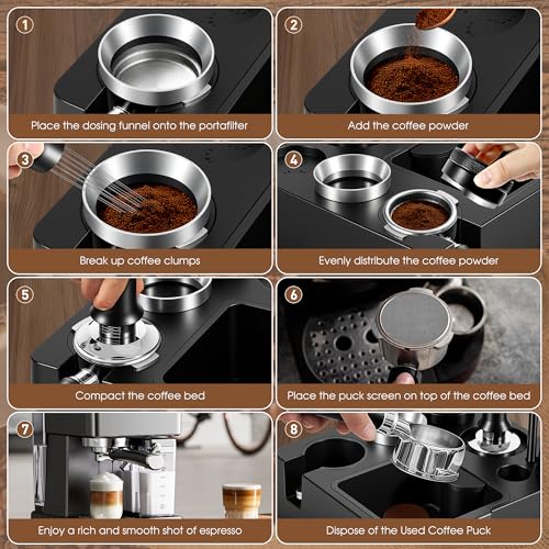 54mm Espresso Accessories Kit with Tamping Station & Knock Box - Fits Breville Bambino & More