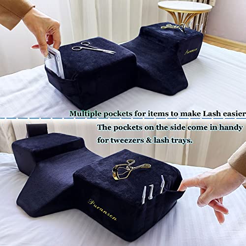 Black Lash Pillow for Eyelash Extensions, Ergonomic Memory Foam Neck Support