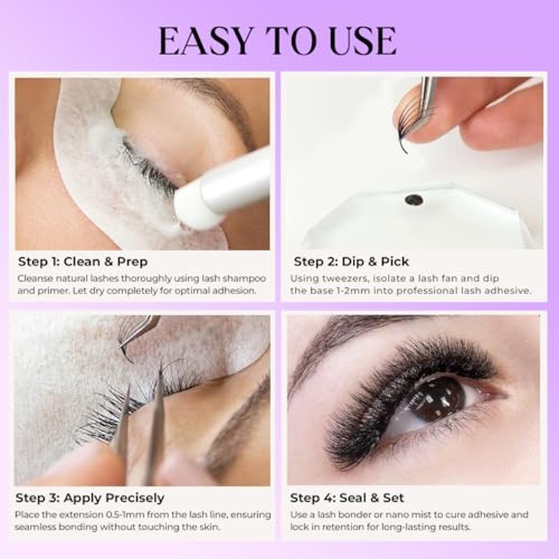500 pcs Narrow Promade Loose Fans ? 5D Volume 0.07 C Curl, 8?19?mm Mixed Length, Matte Black Handmade Lash Extensions, Thick Wispy Lashes for Pros (Black-C-0.07-10mm)