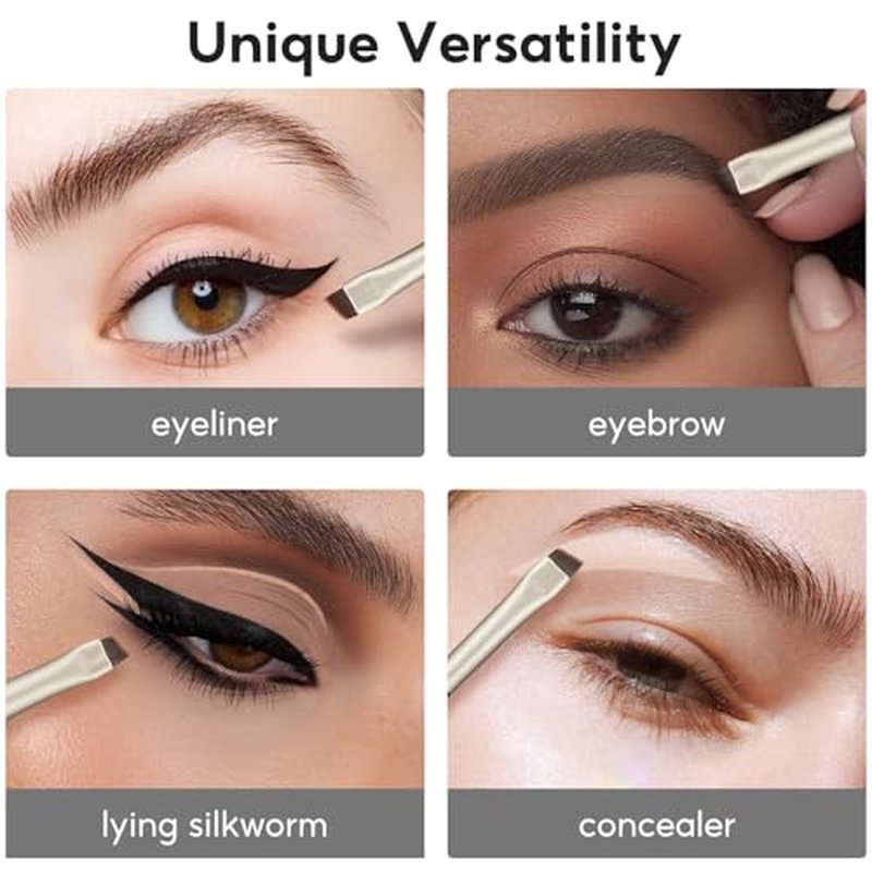 2Pcs Gel Eyeliner and Eyebrow Pomade Cream with 2 Brushes Waterproof Long Lasting, Black and Brown
