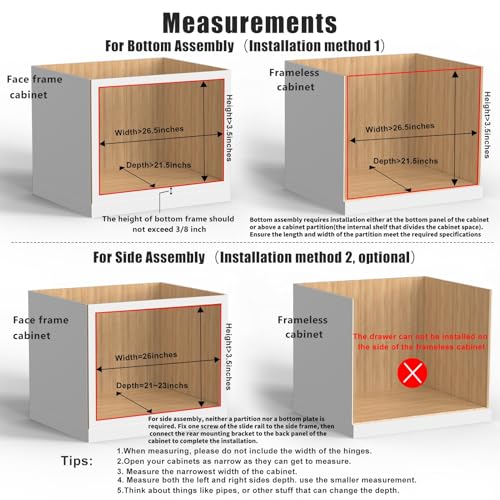 26-Inch Wooden Pull Out Cabinet Drawer with Soft Close Slides - Kitchen Organizer