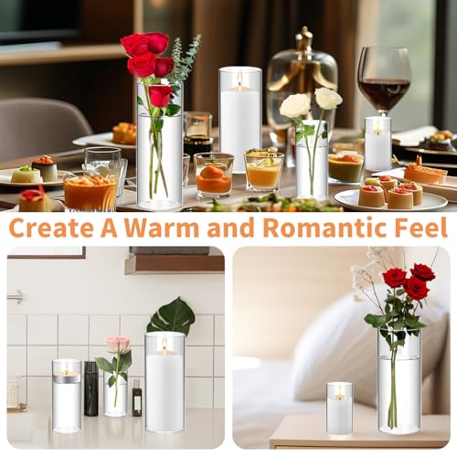 48Pcs Glass Cylinder Vases Set - 4,6,8,10 Inch for Centerpieces & Decor - High Borosilicate, Durable & Multi-Use