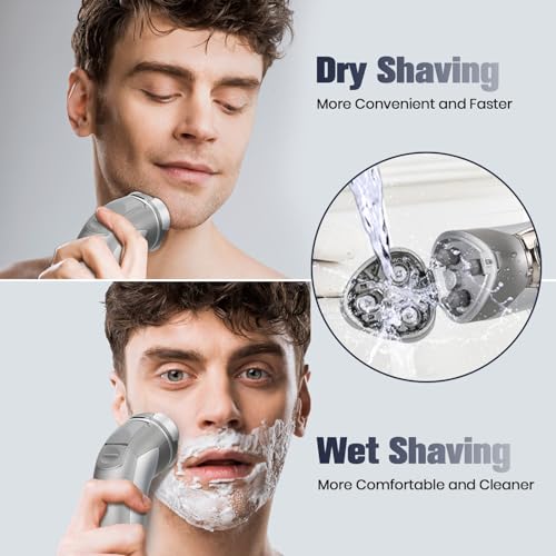 Electric Razor for Men Gray - 4D Floating Head, LCD Display, Waterproof & Fast Charging