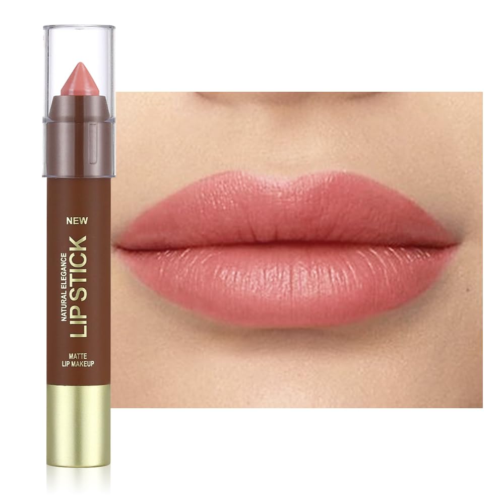 QIDSTERS Matte Lipstick Crayon Set for Women, Rose Pink 24 Hour Lipstick Lip Liner Pencil, Neutral Lip Stick Lipliner Long Lasting Waterproof Smudge Proof, Vegan & Cruelty-Free, 01