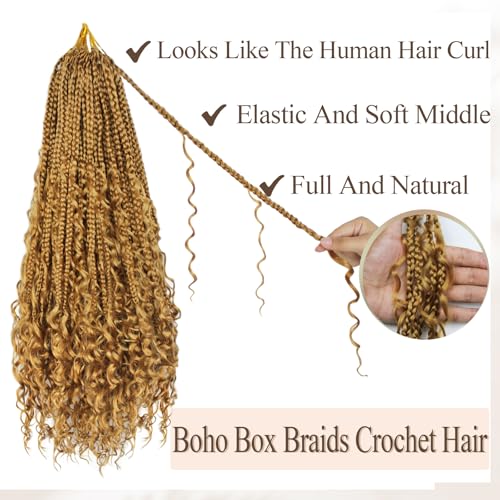 Vustbeauty 9 Packs Goddess Boho Crochet Hair 24in – Pre-Looped Box Braids for Women