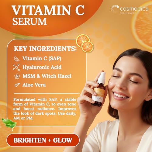 Cosmedica Skincare Face Serum Set – Vitamin C, 2.5% Retinol & Hyaluronic Acid, 3 x 1 oz, Anti-Aging, Brightening, Hydrating