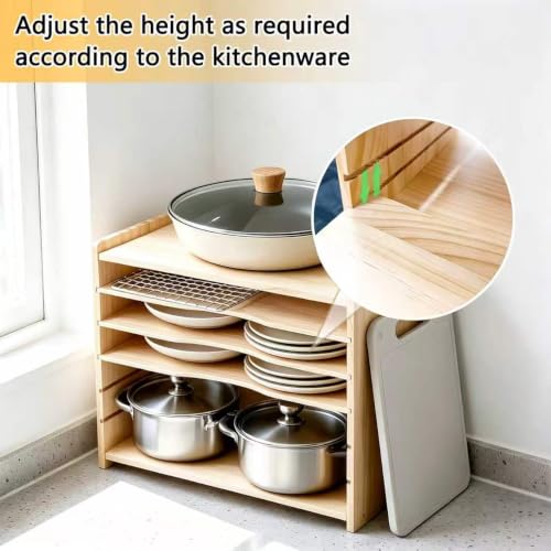 Wooden Baking Sheet & Tray Organizer for Cabinets - Multi-Layer Kitchen Storage