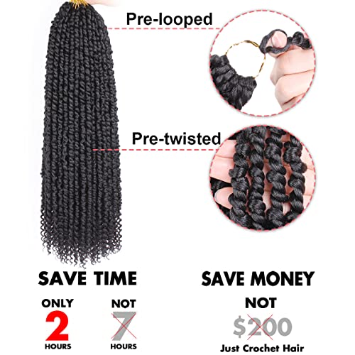 Leeven 22 Inch Ombre Passion Twist Crochet Hair - 8 Pack, Pre-Looped, 1B#
