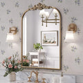 Antique Gold Arch Mirror 24x32 in. with Ornate Metal Frame - Brauthon