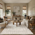 Vintage Floral Area Rug - 6x9 Beige Washable Rug for Living Room - Retro Style