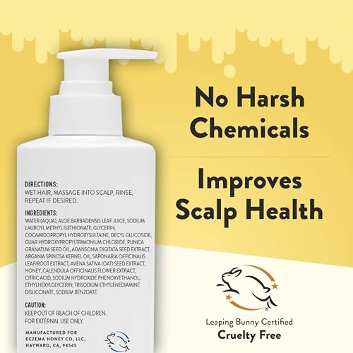 Eczema Honey Nourishing Shampoo for Sensitive & Dry Scalp - Natural Dandruff Relief, 8 Oz